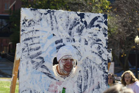 Students enjoyed trying to give teachers a pie in the face.  Photo by Ashton Leberfinger