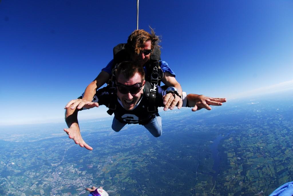 English teacher Jonathan Klingamen gave skydiving a try.