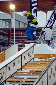 This person is attempting a 50 50 on this rail going down the stairs. Photo courtesy of flickriver.com