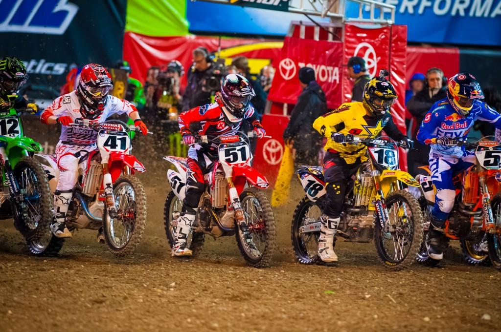 Millsaps at the starting gate in Anaheim, California. He started off the season right as he took the top podium spot. Photo courtesy of his own personal website. 