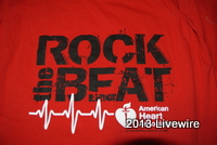 The Rock the Beat shirts sold by student council for the American Heart Association.