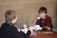 Devon Morison and Scott Weston eat outside after paying lion loot.
Photo By: Tyler McCloskey