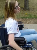 Rolling away! Kiersten Smith participates in the first diversity club field trip. She learns how to work with a wheel chair. Photo by Ali Stalter