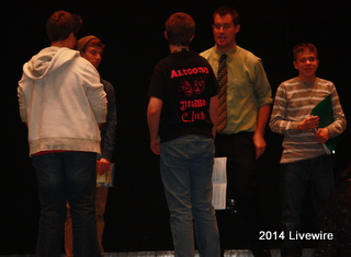 Ferrucci and other cast members working on Peter Pan Jr.