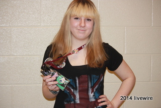 Ninth grade student Kyra Bailey sports a picture of anime character Hatsune Miku  on her lanyard. Bailey did this to honor the first club meeting.
Photo by- Joanne Pringle