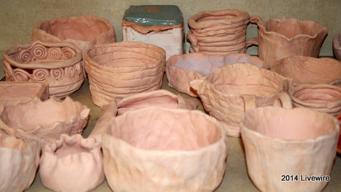 These clay bowls are for the Empty Bowls Event on April 24. Photo by Hannah Barr