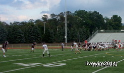 Seventh grade white and seventh grade maroon scrimmaging against each other. This scrimmage happened early in their practicing. It was on August 25 before the season started. Photo by Austin Walters