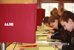 Tech ed students working in the drafting classroom.
Photo by Sarah Harmon