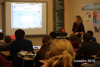 On the seventh grade floor, Mrs. Peterman reviews with her class about the upcoming benchmark.  The students were studying for the math benchmark in this class.  Photo by Nina Cipriani