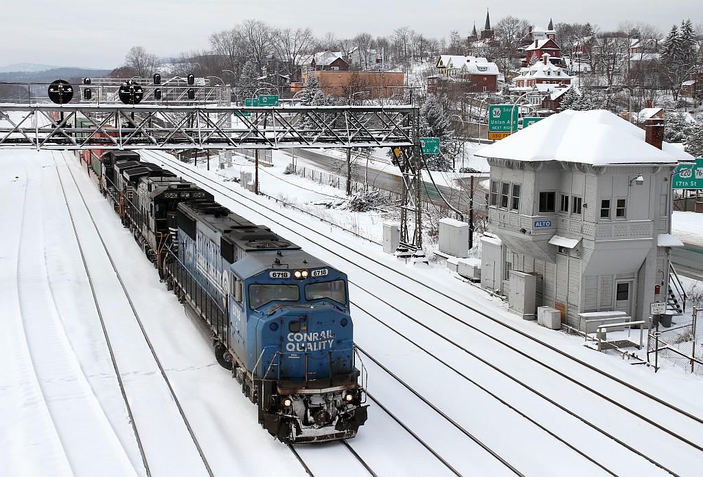 17th street bridge trains covered in snow