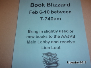 book blizzard!: all week long students were donating books for a good cause. There were well over 100 books in the end.