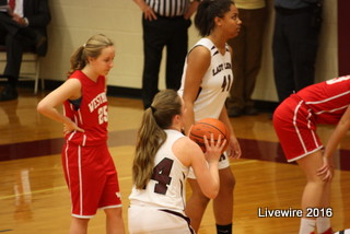 Make it! Ninth grader Stevie Webber attempts to make a foul shot for the team. The girls played a game on January 30th, they lost the game making their record 3 wins and 6 losses.