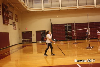 Warm up! When students arrived to THON early they decided to play badminton. There were two rounds of badminton. 