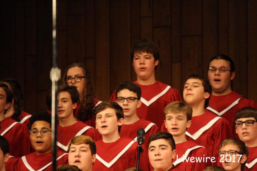 The baritone section sings multiple songs at the varsity chorus concert on Dec. 1. The baritones led the choir to a standing ovation at the end. 