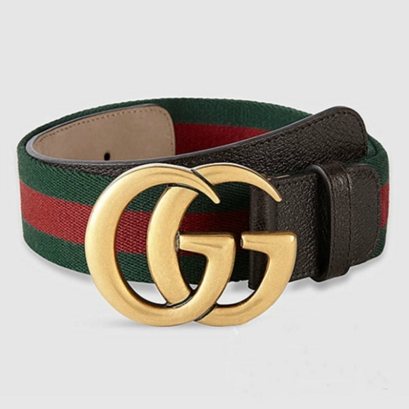 Signature Web canvas belt with a textured leather trim and our Double G buckle.