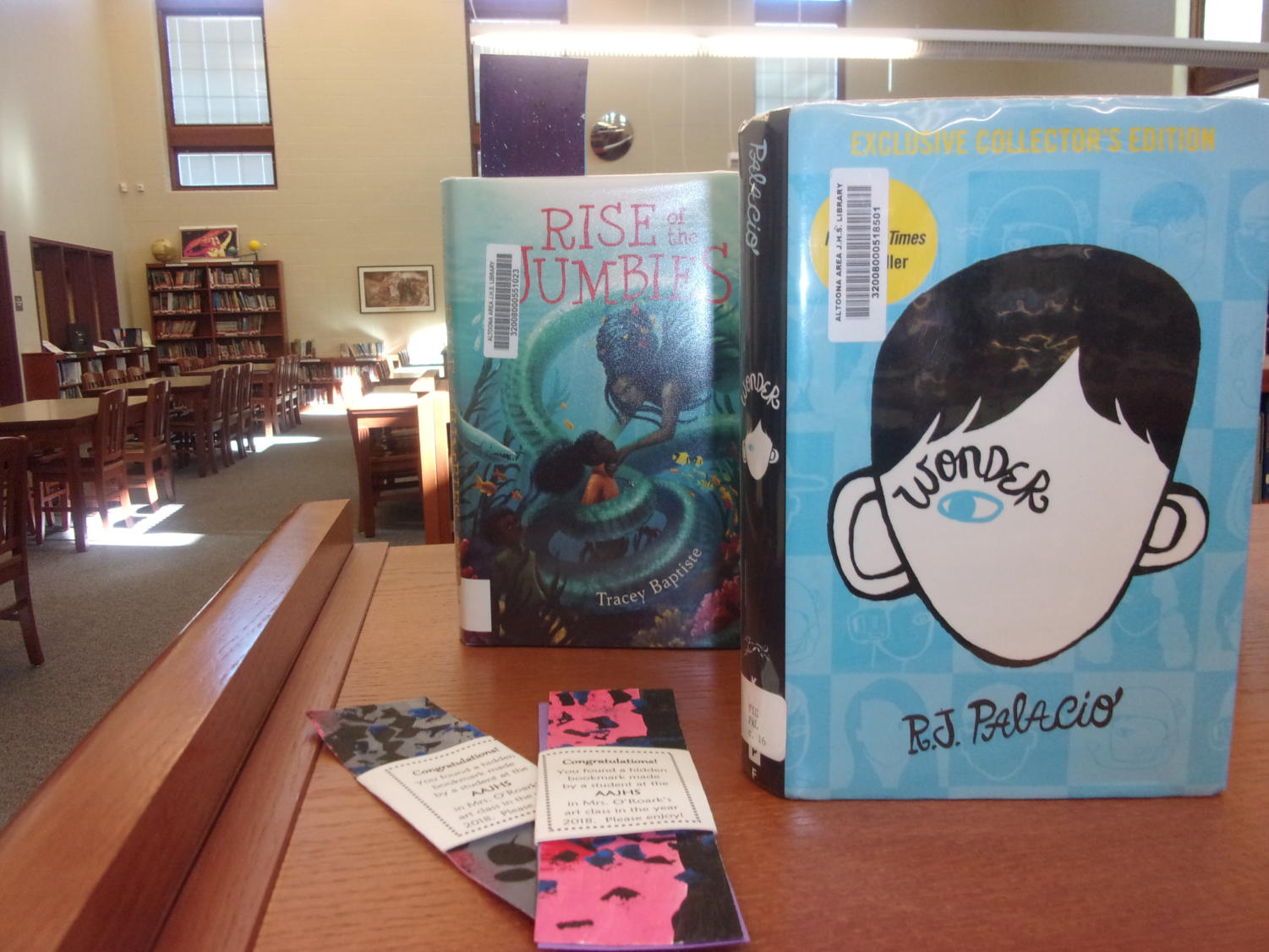 Students will be going down to the library on the last day of the marking period to hide their bookmarks. Whoever finds the bookmarks can keep them to use for the book they check out!