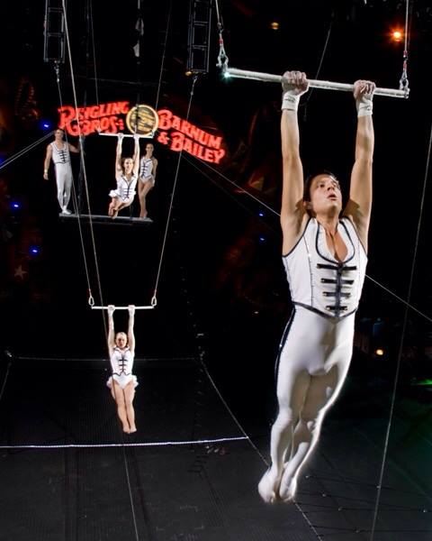 Trapeze performer, George Caceres performs at the Barnum & Bailey Circus. 