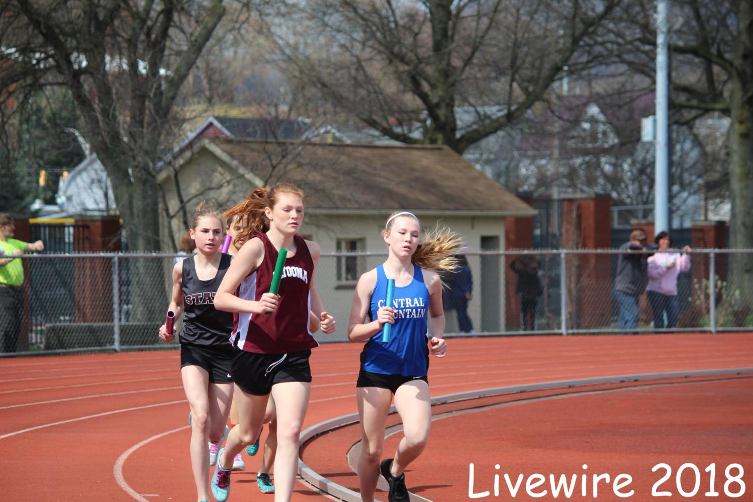 Run! Abbie Herncane runs in the track meet on Saturday the twenty eighth. Hurcane also ran against girls and boys from the other schools