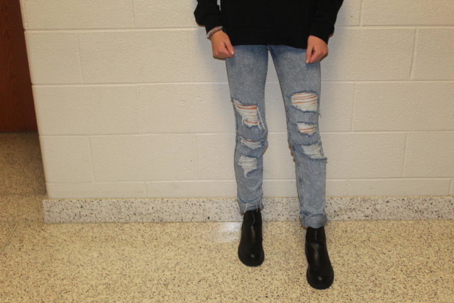 Rips and Tears
These are a pair of jeans that are an example of something that would be dress coded. You can not see skin or anything