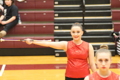 Ninth grade indoor majorettes compete