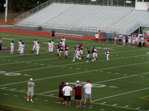 Getting Started The maroon football team plays in a game.