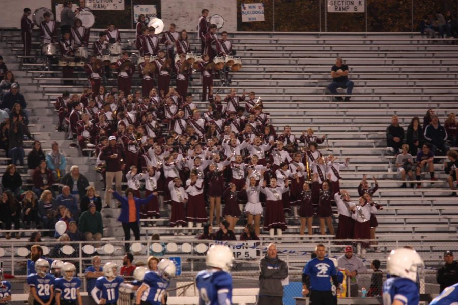 Performing at their last official football game, the band cheers on both of the elementary teams at the annual AFL Championship. Both teams played the game well with the support of the band.