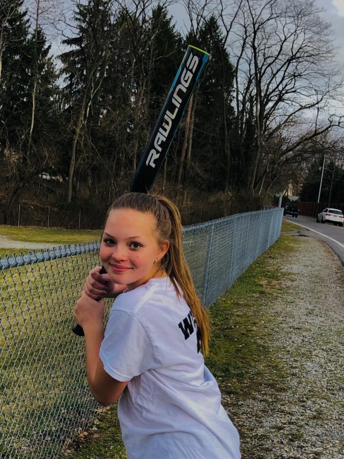 Play ball! Alecea Wisor practices her swing for her first softball game this season. The team was thrilled to hear that they have the opportunity to play ball this year.