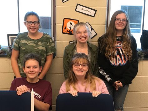 Smile wide! Joining book club allows students the opportunity to make friends, to read and to be a part of a fun activity. Members of the book club in 2019-2020 posed for a group photo! Last years members were Emily Pentland, Olivia Noel, Charlie Kephart, Marayah Ginther and Alaina Noel.