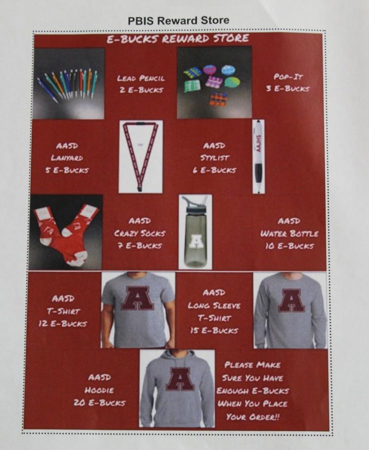 Free items! The PBIS committee wants to welcome students with AAJHS apparel. Make sure to keep earning and saving up E-BUCKS! 