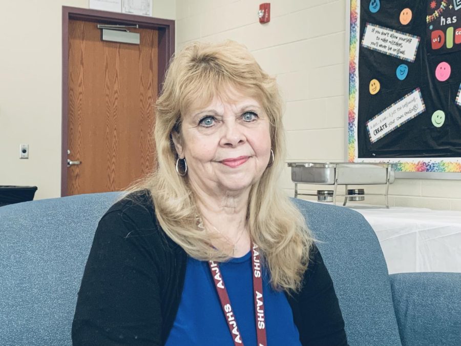 Career close. Stahl smiles for a photo in the teachers lounge. She has worked with many different kids throughout her career as an SEA.