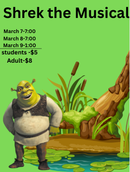 Get out of my swamp! This March our school is putting on Shrek the Musical! We are borrowing costumes from ACT, so they will be great!