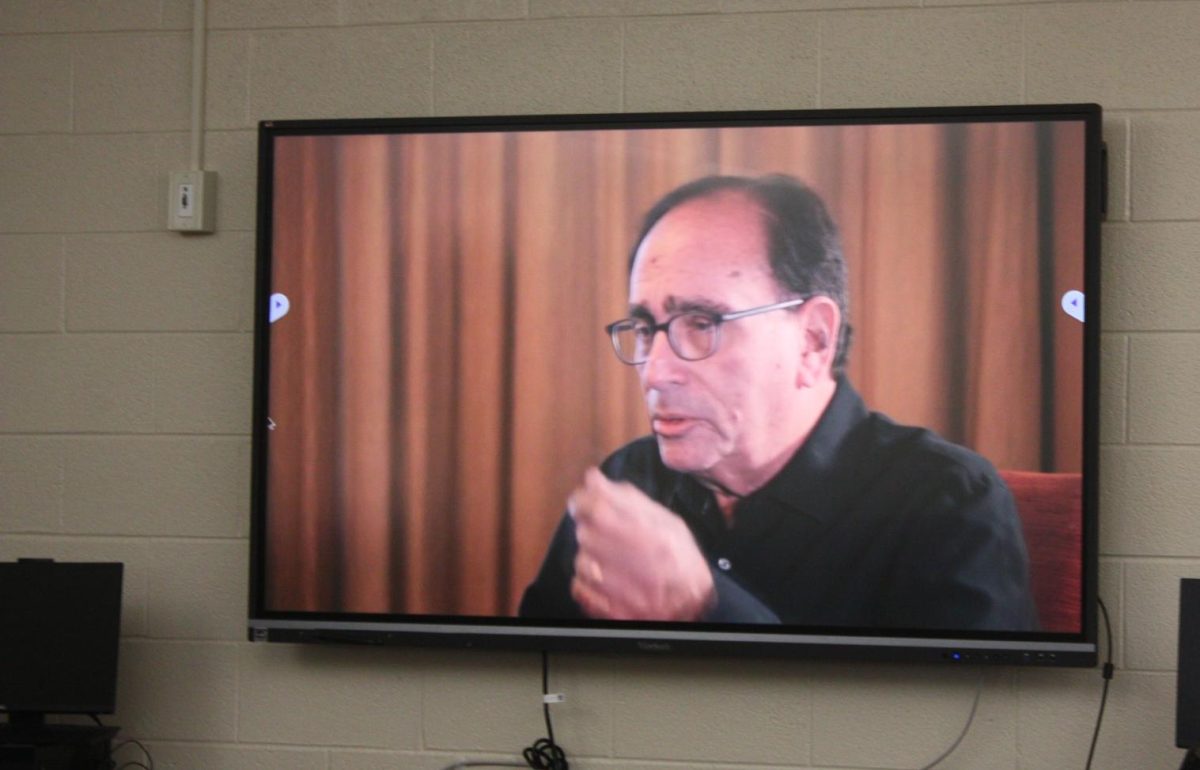 R.L. Stine! This is a photo of the interview sixth graders watched with R.L Stine. Stein offered advice about writing to the class. "It gets harder. It doesn't get easier," said Stine.  