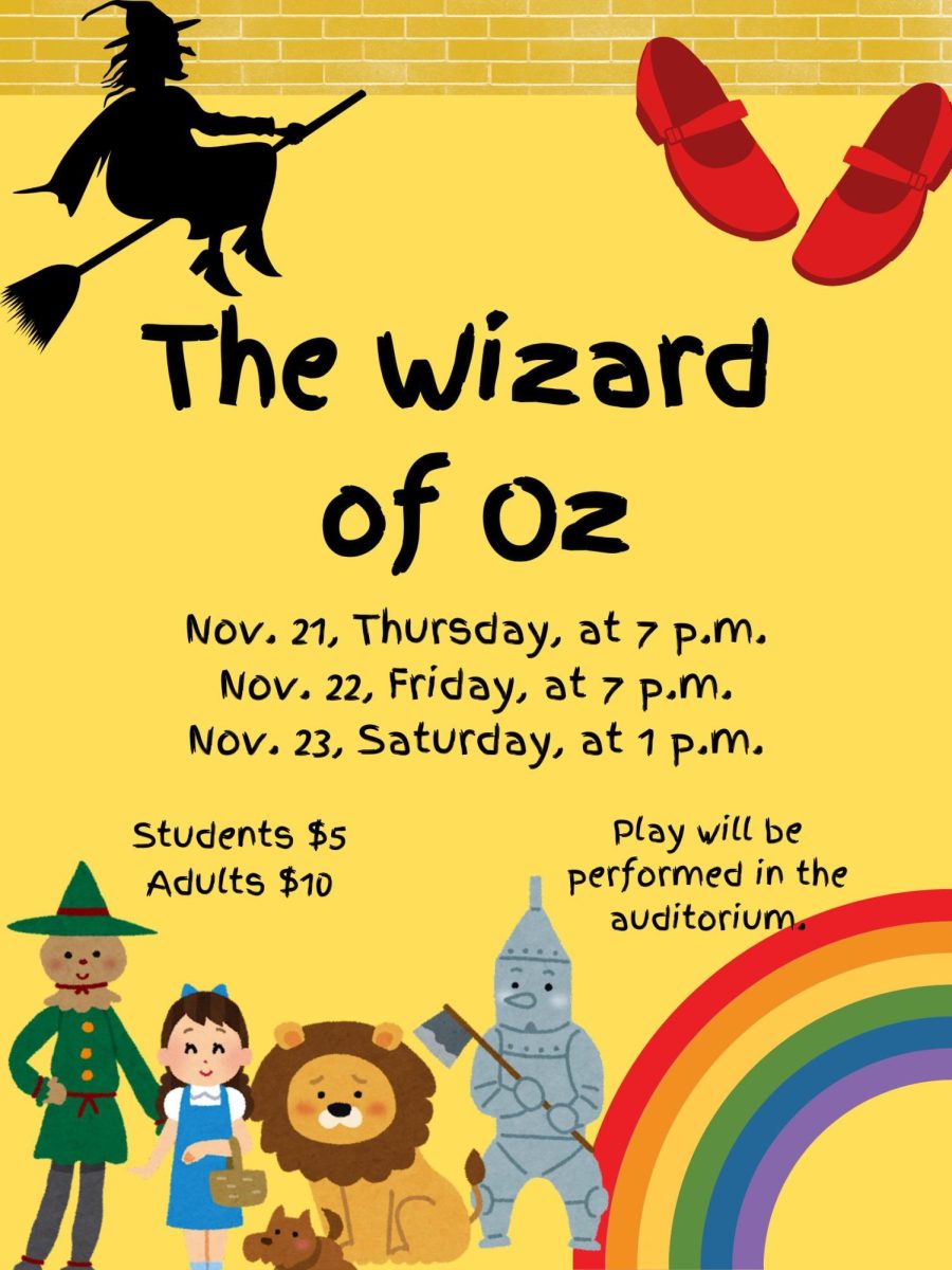 Wicked Witch! Drama club performing Wizard of Oz. The show is packed with great scenes and adventures. "My favorite scene is with the flying monkeys because I think it's hilarious and has a bit of an edge to it," drama director Palilla said.