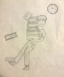 Uh oh!  A student stumbles throughout the hallways, lunging around a mountain of books and papers, while bombarded by clocks going off. This is an exaggeration of what an average day can be like for eighth grade students, but isn't far from the truth of how it actually is without a study hall.